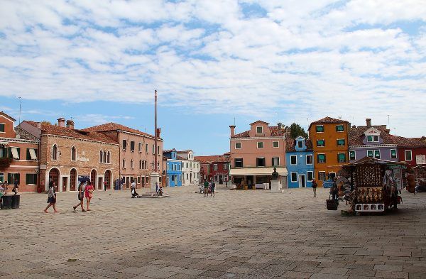 piazza galuppi burano venice main square of the tiny island of Burano 