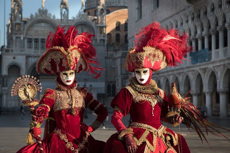 Parade with Chinese clothes at the Venice Carnival